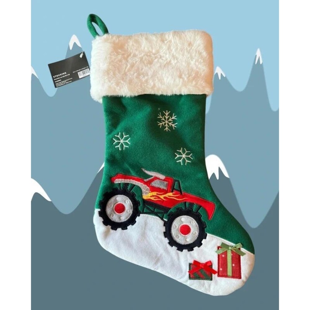 Monster Truck El Toro Loco Like Red Truck Christmas Stocking Full Size